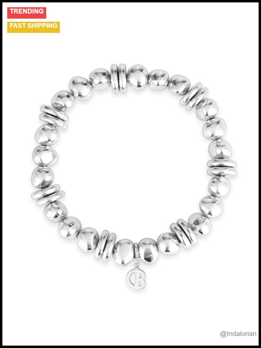 Silver Plated Beaded Stretch Bracelet Set Stackable Balls Irregular Freshwater